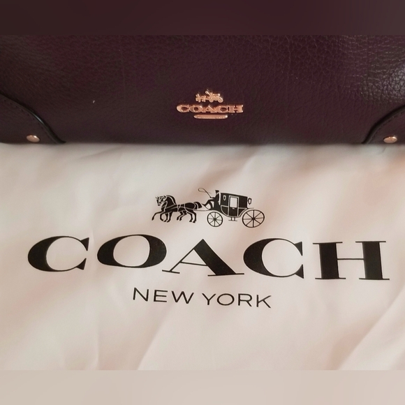 NEW!! COACH "MERCER" BURGUNDY LEATHER DOUBLE HANDLE SATCHEL BAG / PURSE - NWOT - Picture 5 of 13